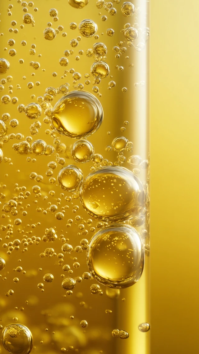 Yellow Essence Oil Bubbles Product Photography