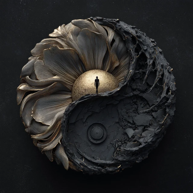 Duality Logo Humanity Yin Yang 3D Minimalist