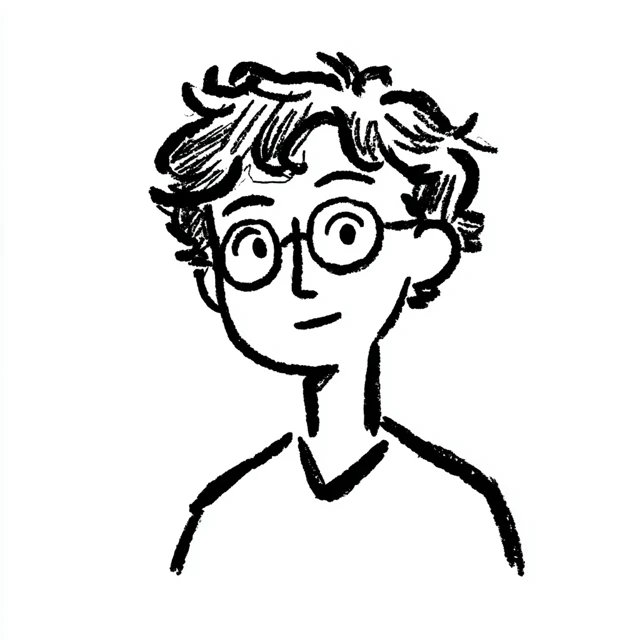 Cute Guy Doodle Drawing with Glasses