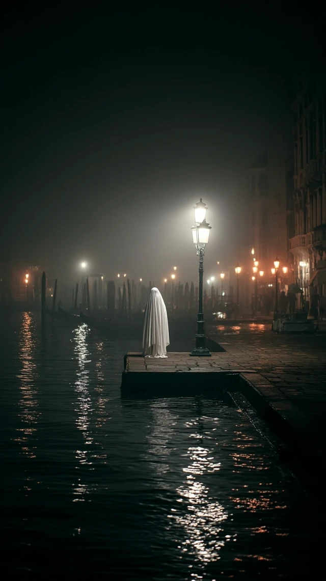 Ghostly Figure Venice Night Scene