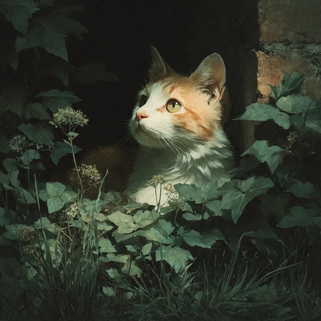 Curious Kitten in a Window  Artwork