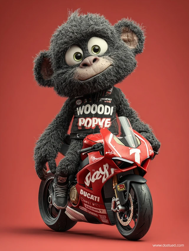 Cute Gorilla on Ducati Motorcycle Zombie Pixar