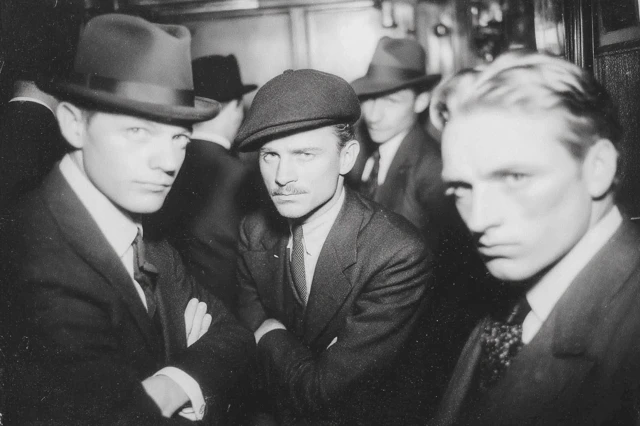 1940s Russian Men in Blazers Black and White Photo