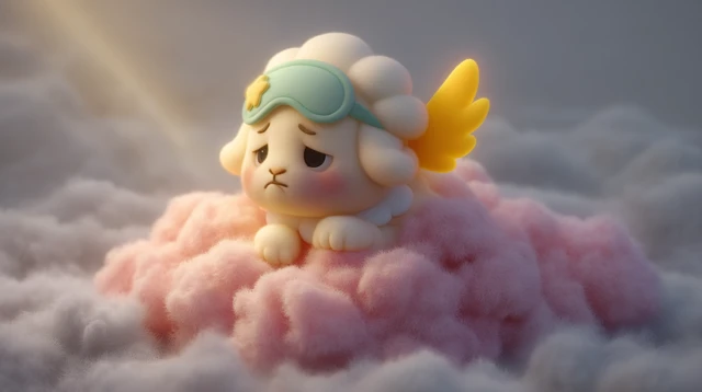 Cute Angel Lamb on a Cloud in Soft Mist 3D Render