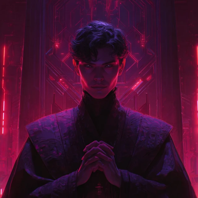 Cyberpunk Supermodel in Purple Robes Digital Art