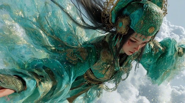Nu Wa Chinese Goddess Repairing the Sky Epic Scene