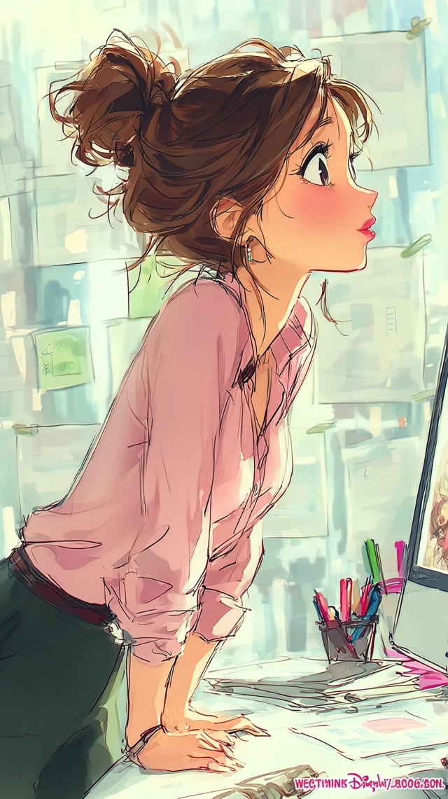 Anime Illustration: Woman Taking a Moments Pause