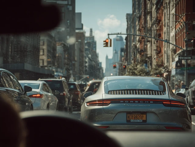 New York City Traffic Jam Daytime Street View