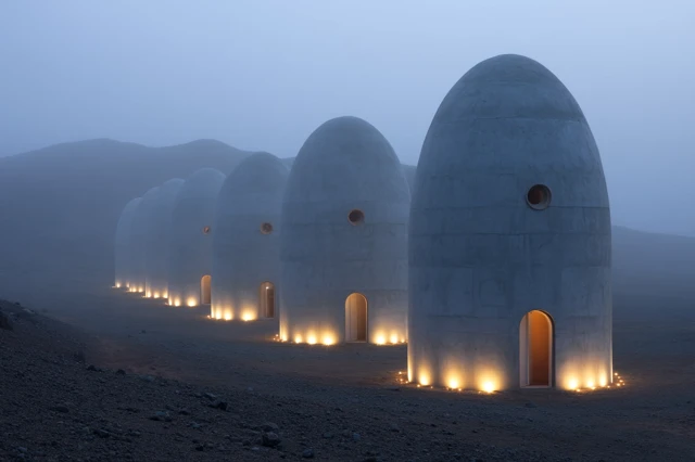 Industrial Desert Architecture Fog Illumination