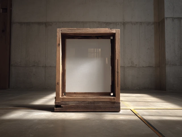 Rustic Wooden Frame in Concrete Room