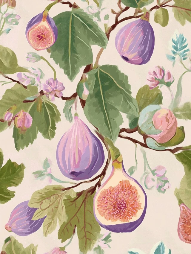 Fig Pattern Pastel Seamless Floral Background