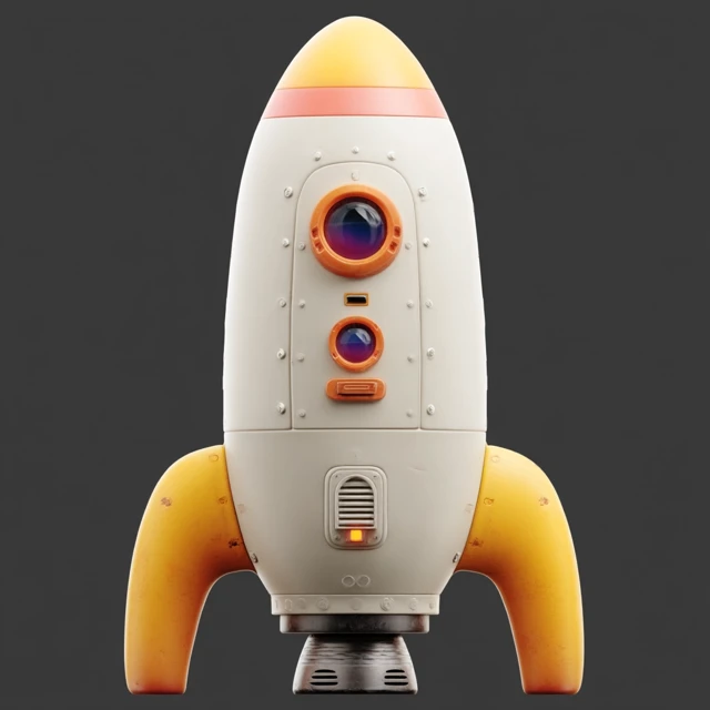 3D Rocket Icon Design Matte Surface Illustration