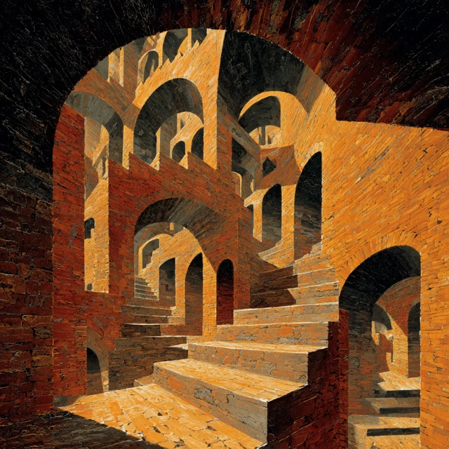 Impossible Looping Staircase Surreal Geometry 3D Art