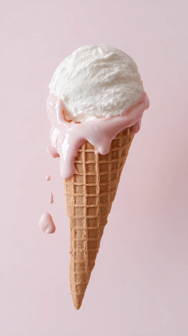 Melting Ice Cream Cone Dessert Food Photo
