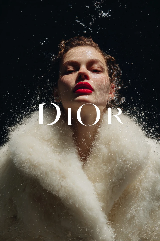 Dior Magazine Cover Glamorous Model in Fur Editorial