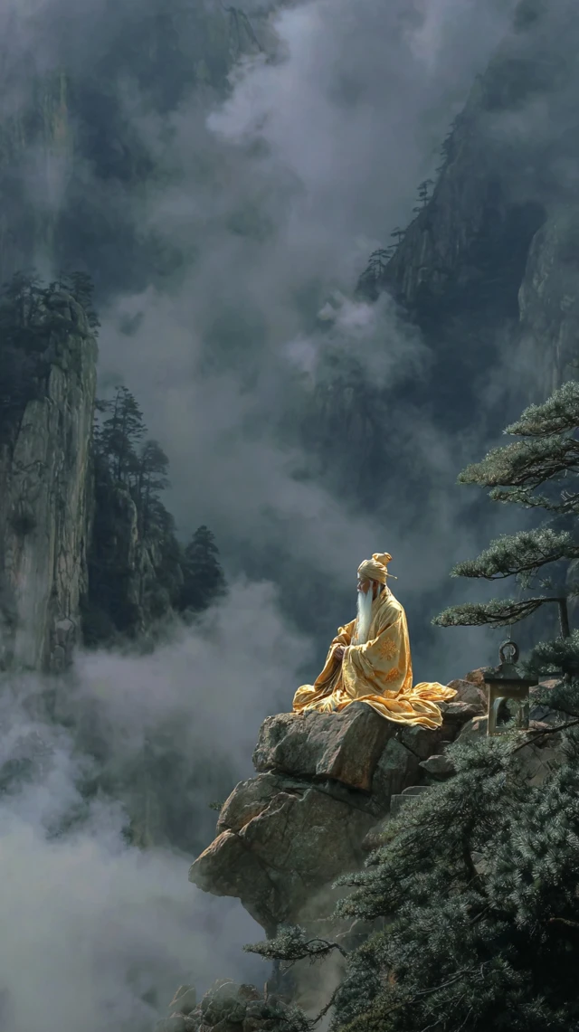 Taoist Immortal on Mountaintop Painting