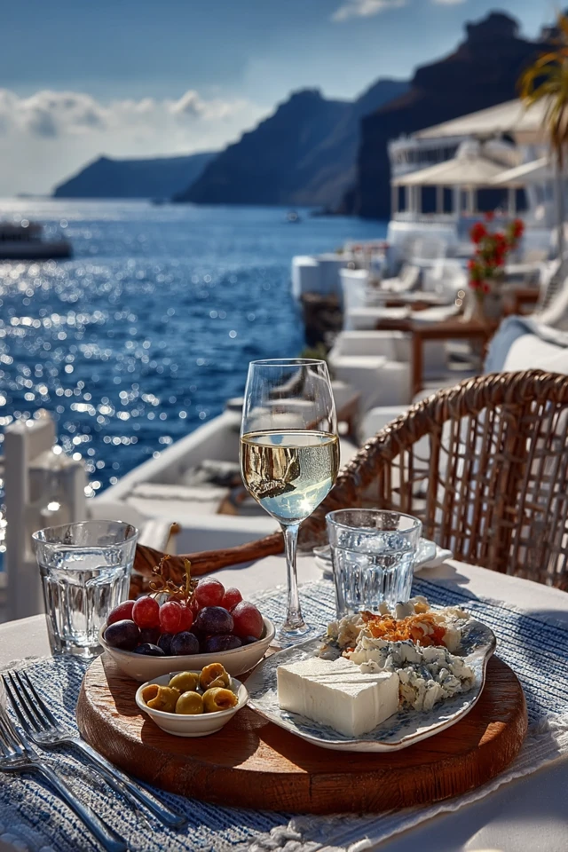 Greek Food and Wine on Santorini Greece