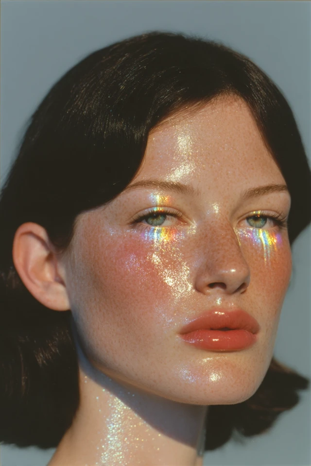 Woman Face with Glittering Tears