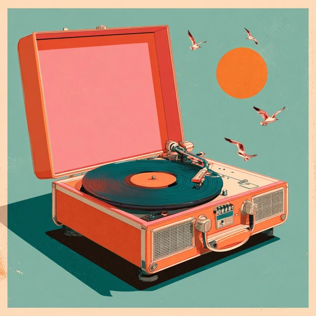 Retro Record Player Illustration Vintage Design