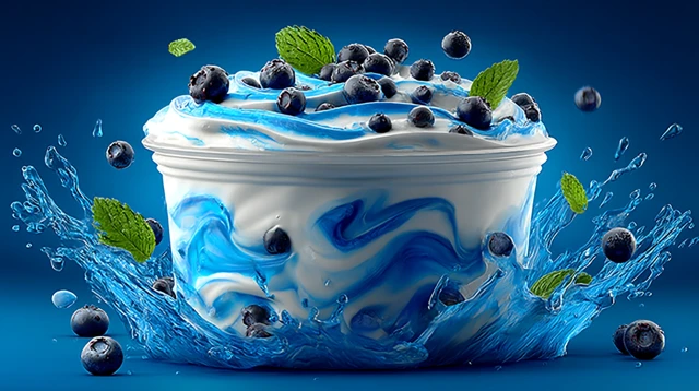 Delicious Blueberry Ice Cream Dessert Ad