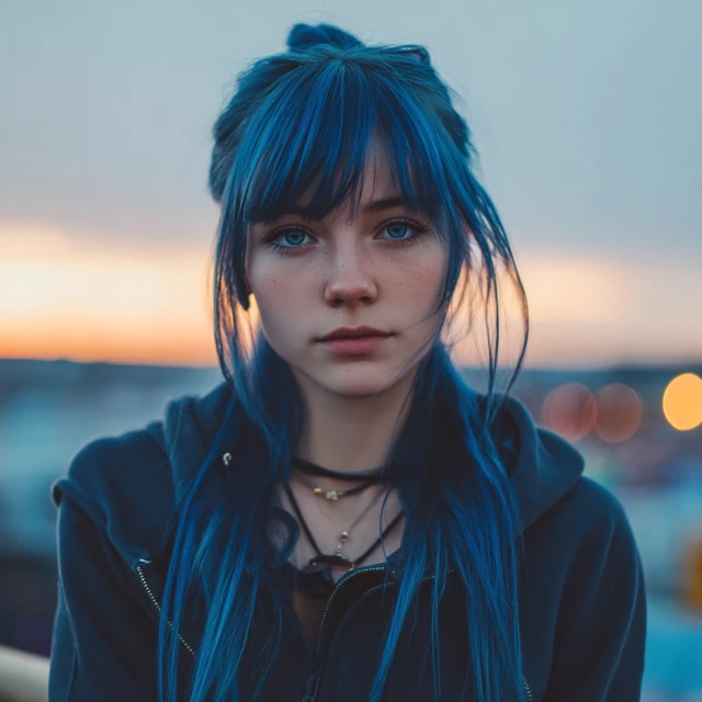 Girl with Blue Hair Portrait