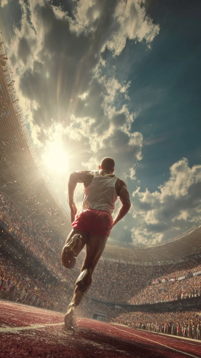 Athlete Wins 1930s Olympic Race Dramatic Sun