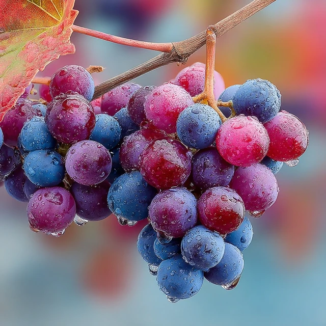 Close Up of Juicy Grapes with Water Droplets