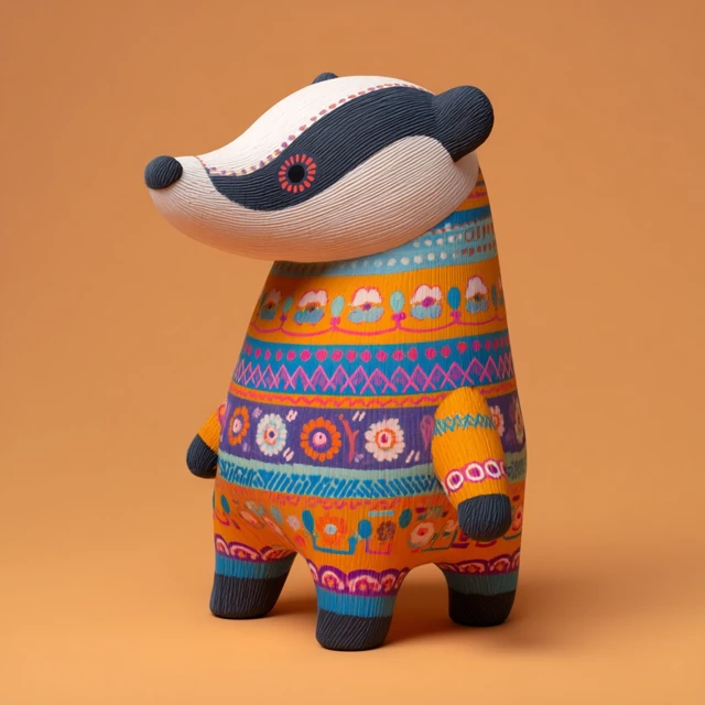 Cute Cartoon Badger Ceramic Model Folk Art