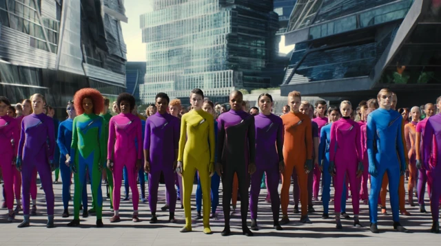 Futuristic Crowd Colorful Jumpsuits Photo