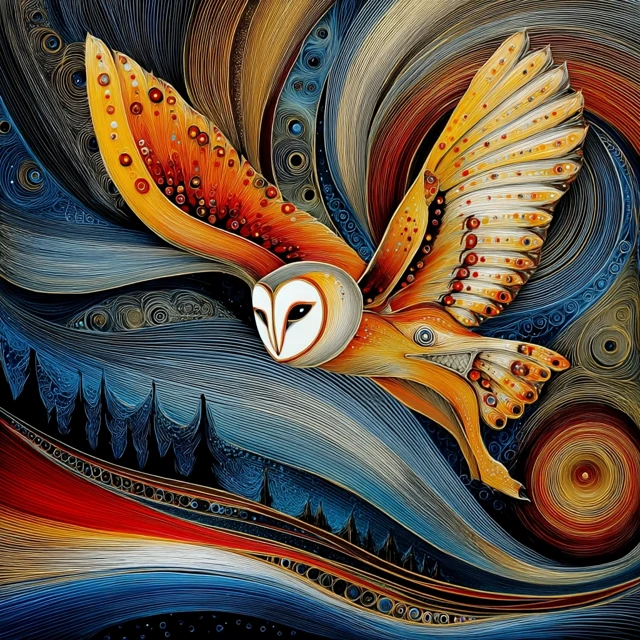 Owl in Flight Abstract Art