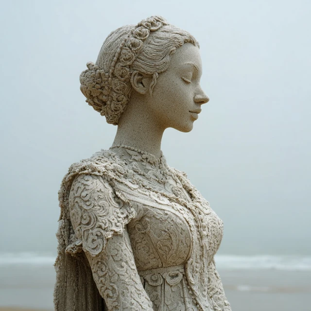 Salt Statue of a Woman on a Salt Flat