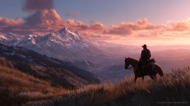 Red Dead Redemption 2 Arthur Horse Sunset
