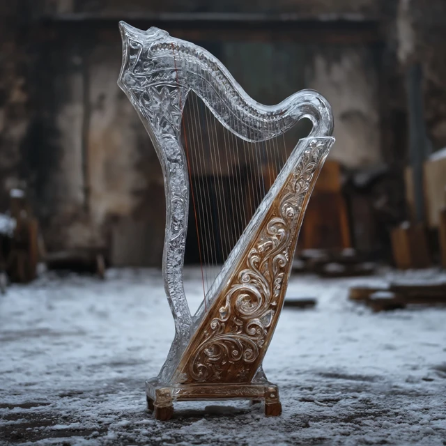 Ice Harp Medieval Celtic Instrument 3D Art
