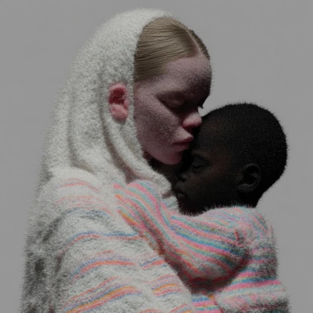 Mother and Child Floral Embrace Artwork
