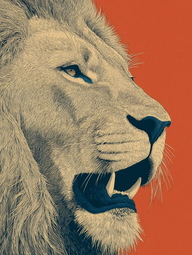 Anime Lion Close Up Dramatic Poster Art