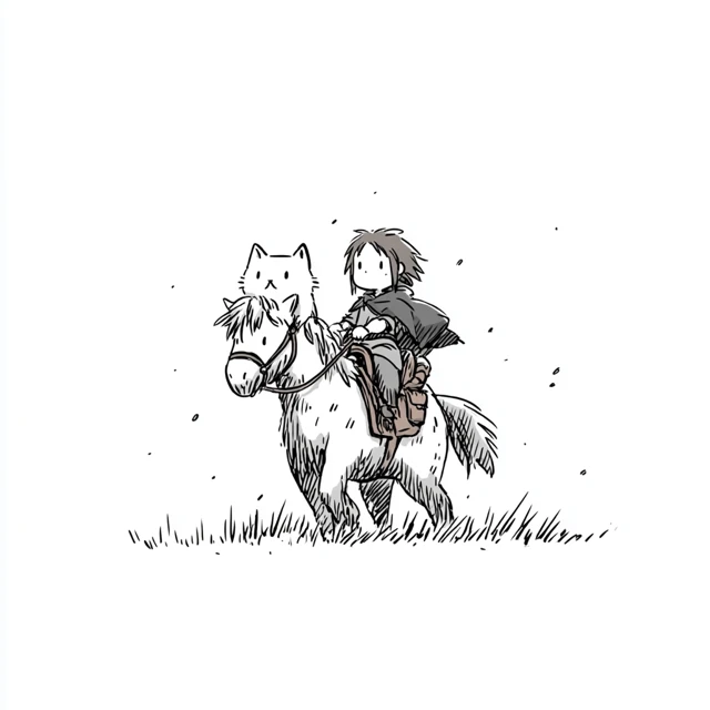 Anime Doodle Illustration Of A Person Riding a Horse