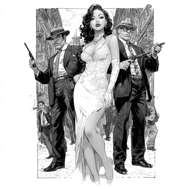 Comic Illustration Dhampir Lady and Bodyguards