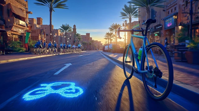 Cycling in Saudi Arabia Cinematic Street Scene