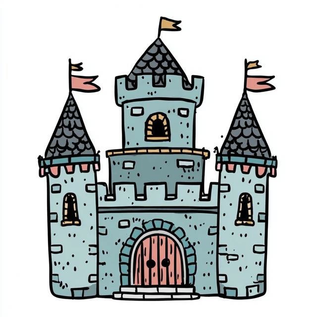Cute Simple Castle Clipart Illustration