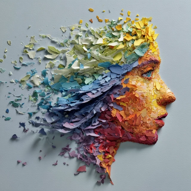 Paper Portrait Colorful Woman Art