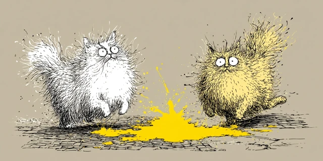 Dancing Cats Art Illustration Ralph Steadman Style