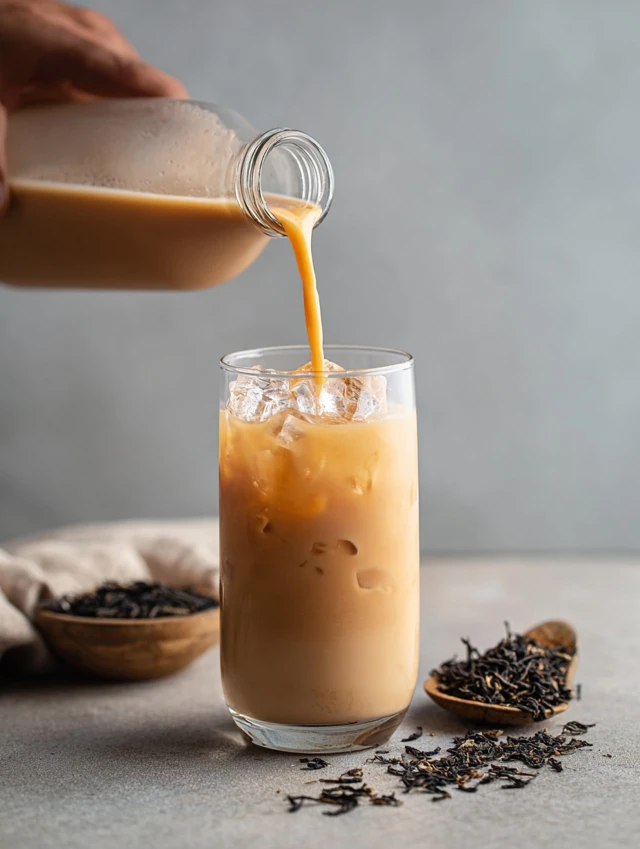Iced Milk Tea Pouring Refreshing Drink