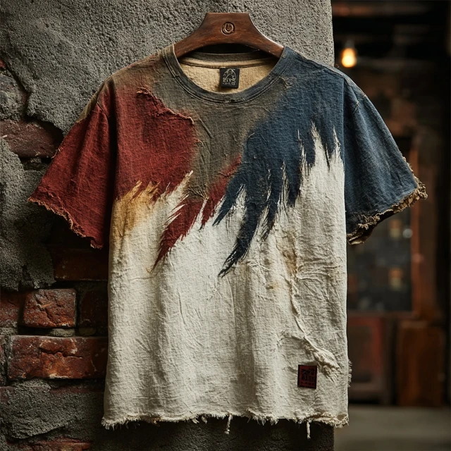 Plant Dyed TShirt White Crane Feather Effect