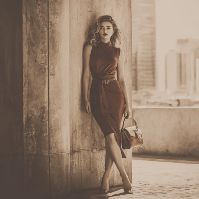 Confident Woman in Red Dress - Urban Fashion