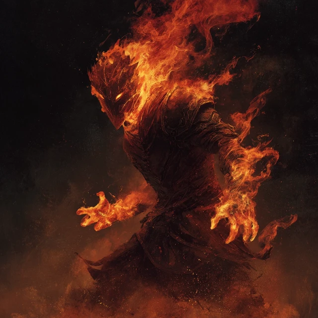 Fiery Humanoid Burning Ember Art