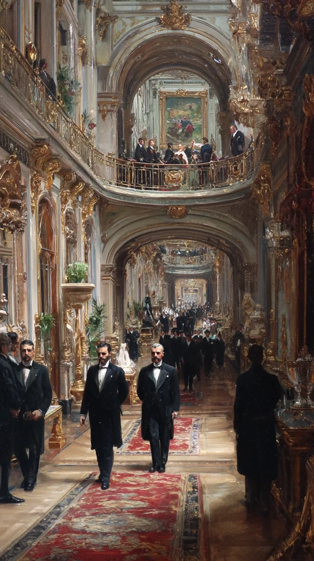 Lavish Spanish Palace Hallway 19th Century