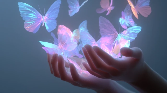 Glowing Butterfly Release Symbolic Healing