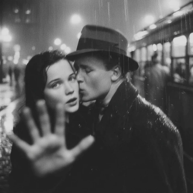 Noir Kiss in the Rain: 1940s Romance