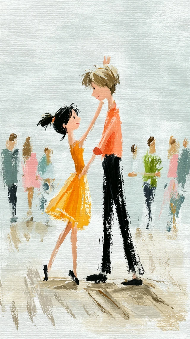 Kids Ballroom Dance Illustration Orange Dress Shirt