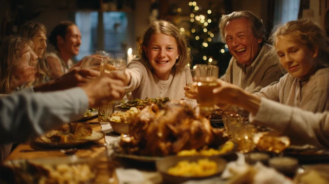 Christmas Dinner Scene Family and Friends Festive Gathering